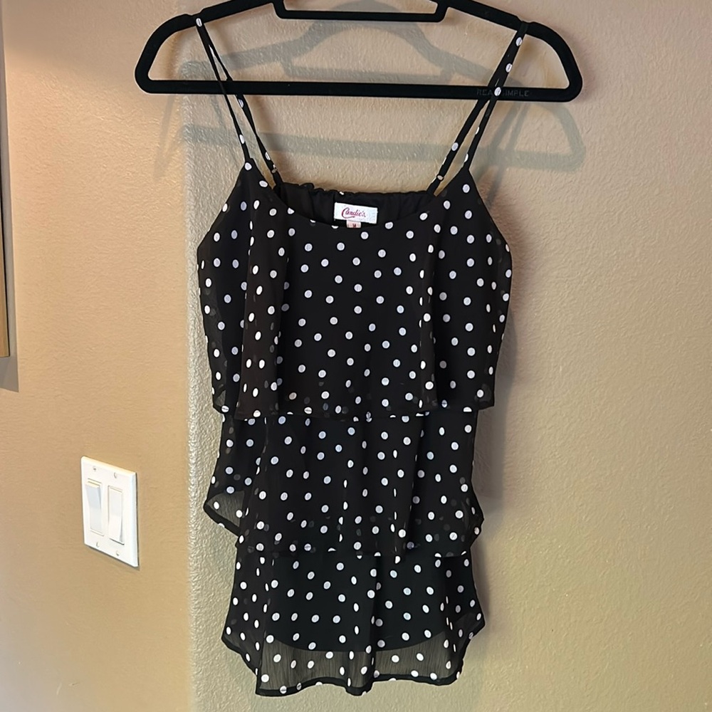 Polka dot black top